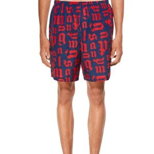 Palm Angels Red Monogram Mens Swim Trunks Swim Shorts